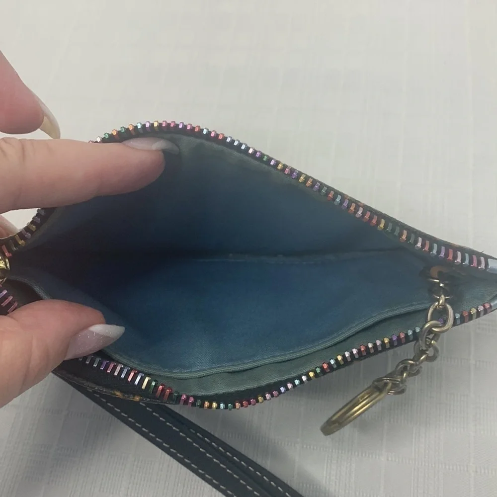 Vintage Dooney and Bourke oversized wristlet with rainbow zipper